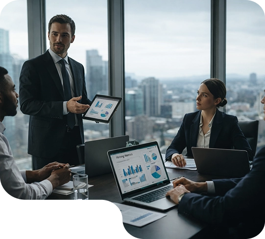 Professional meeting in corporate environment